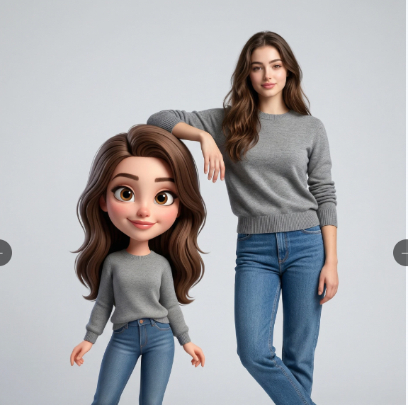 Real person standing 3D caricature